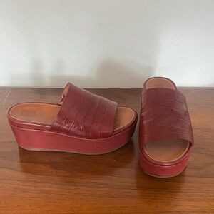 Women's Fit Flop Red Platform Slide Sandals